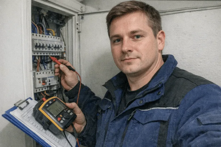 Fachmännische Endprüfung und Messung mit zertifiziertem Protokoll