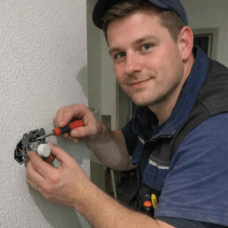 Fachmann bei der Arbeit mit Werkzeug - Dimmer Einbauen